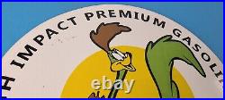 Vintage Premium Gasoline Sign Mopar Road Runner Racing Auto Gas Porcelain Sign