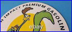 Vintage Premium Gasoline Sign Mopar Road Runner Racing Auto Gas Porcelain Sign