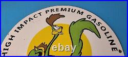 Vintage Premium Gasoline Sign Mopar Road Runner Racing Auto Gas Porcelain Sign