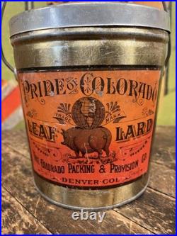 Vintage Pride Of Colorado 4 Lb Lard Tin Can Sign Denver Pig Farm Kitchen Decor