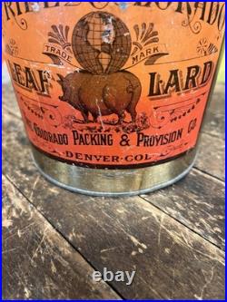 Vintage Pride Of Colorado 4 Lb Lard Tin Can Sign Denver Pig Farm Kitchen Decor