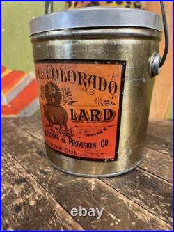 Vintage Pride Of Colorado 4 Lb Lard Tin Can Sign Denver Pig Farm Kitchen Decor