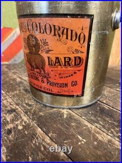 Vintage Pride Of Colorado 4 Lb Lard Tin Can Sign Denver Pig Farm Kitchen Decor