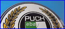 Vintage Puch Mopeds Sign Porcelain Gas Pump Service Bicycle Auto Bike Sign