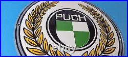 Vintage Puch Mopeds Sign Porcelain Gas Pump Service Bicycle Auto Bike Sign