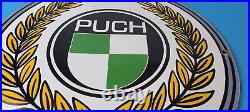 Vintage Puch Mopeds Sign Porcelain Gas Pump Service Bicycle Auto Bike Sign