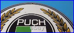 Vintage Puch Mopeds Sign Porcelain Gas Pump Service Bicycle Auto Bike Sign