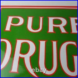 Vintage Pure Drugs Sign Porcelain General Store Country Gas Oil Pump Sign Vintage Pure Drugs Sign Porcelain General Store Country Gas Oil Pump Sign