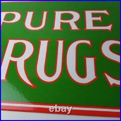 Vintage Pure Drugs Sign Porcelain General Store Country Gas Oil Pump Sign Vintage Pure Drugs Sign Porcelain General Store Country Gas Oil Pump Sign