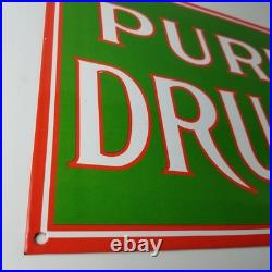 Vintage Pure Drugs Sign Porcelain General Store Country Gas Oil Pump Sign Vintage Pure Drugs Sign Porcelain General Store Country Gas Oil Pump Sign