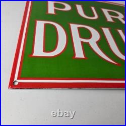 Vintage Pure Drugs Sign Porcelain General Store Country Gas Oil Pump Sign