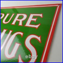 Vintage Pure Drugs Sign Porcelain General Store Country Gas Oil Pump Sign Vintage Pure Drugs Sign Porcelain General Store Country Gas Oil Pump Sign