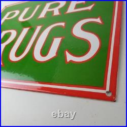 Vintage Pure Drugs Sign Porcelain General Store Country Gas Oil Pump Sign Vintage Pure Drugs Sign Porcelain General Store Country Gas Oil Pump Sign