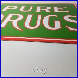 Vintage Pure Drugs Sign Porcelain General Store Country Gas Oil Pump Sign Vintage Pure Drugs Sign Porcelain General Store Country Gas Oil Pump Sign