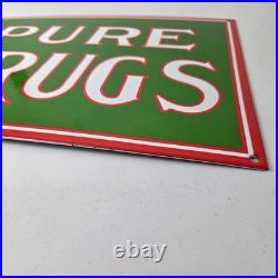 Vintage Pure Drugs Sign Porcelain General Store Country Gas Oil Pump Sign