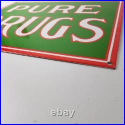 Vintage Pure Drugs Sign Porcelain General Store Country Gas Oil Pump Sign Vintage Pure Drugs Sign Porcelain General Store Country Gas Oil Pump Sign