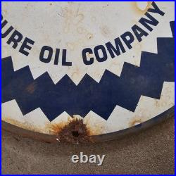 Vintage Pure Products Old Us Gasoline Oil Gas Pump Enamel Porcelain Sign