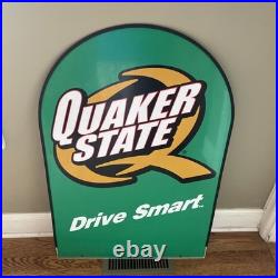Vintage QUAKER STATE OIL Metal Advertising Sign STREET TALKER 2 Sided 37 X 25
