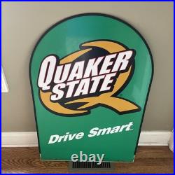 Vintage QUAKER STATE OIL Metal Advertising Sign STREET TALKER 2 Sided 37 X 25