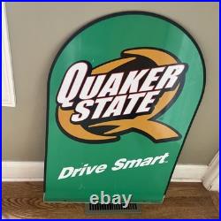 Vintage QUAKER STATE OIL Metal Advertising Sign STREET TALKER 2 Sided 37 X 25
