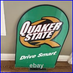 Vintage QUAKER STATE OIL Metal Advertising Sign STREET TALKER 2 Sided 37 X 25