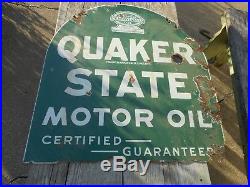 Vintage QUAKER STATE TOMBSTONE Motor Oil DSP Porcelain Lollipop Advertising SIGN