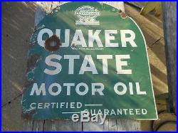 Vintage QUAKER STATE TOMBSTONE Motor Oil DSP Porcelain Lollipop Advertising SIGN