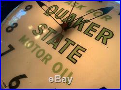 Vintage Quaker State Motor Oil 15 Light-Up Shop Clock