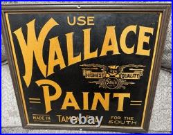 Vintage RARE 1940s Wallace Paint Sign Hardware Advertising Tampa, Fla 15 X 14