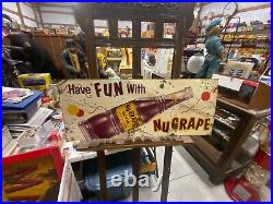 Vintage RARE Horizontal NuGrape Soda Sign 30 x 12