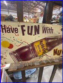 Vintage RARE Horizontal NuGrape Soda Sign 30 x 12