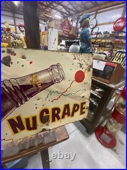 Vintage RARE Horizontal NuGrape Soda Sign 30 x 12