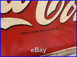 Vintage RARE Size Coca-Cola Metal Sign 1930's Girl GAS OIL SODA COLA 9/10