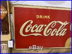 Vintage RARE Size Coca-Cola Metal Sign 1930's Girl GAS OIL SODA COLA 9/10