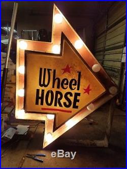 Vintage RARE Wheel Horse Arrow Sign