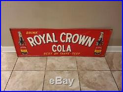 Vintage RC Royal Crown Cola Soda Pop Embossed Metal Sign 54 x 18