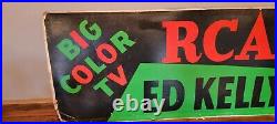 Vintage RCA Victor Advertising Sign! 1955 BIG COLOR TV 48 Ed Kelly's Cardboard