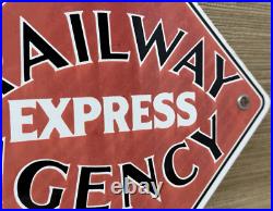 Vintage Railway Express Agency Porcelain Sign Gas Station Pump Service Rail Road Vintage Railway Express Agency Porcelain Sign Gas Station Pump Service Rail Road
