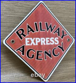 Vintage Railway Express Agency Porcelain Sign Gas Station Pump Service Rail Road Vintage Railway Express Agency Porcelain Sign Gas Station Pump Service Rail Road