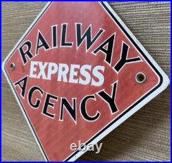 Vintage Railway Express Agency Porcelain Sign Gas Station Pump Service Rail Road Vintage Railway Express Agency Porcelain Sign Gas Station Pump Service Rail Road