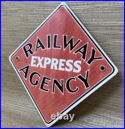 Vintage Railway Express Agency Porcelain Sign Gas Station Pump Service Rail Road Vintage Railway Express Agency Porcelain Sign Gas Station Pump Service Rail Road
