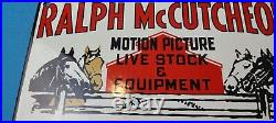 Vintage Ralph Mccutcheon Porcelain Horse Livestock Gas Service Station Pump Sign