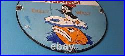 Vintage Rapala Fishing Lures Ad Sign Chilly Willy Porcelain Gas Pump Sign