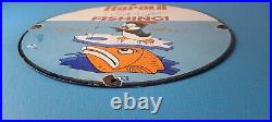 Vintage Rapala Fishing Lures Ad Sign Chilly Willy Porcelain Gas Pump Sign