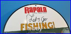 Vintage Rapala Fishing Tackle Porcelain Saltwater Reels Sales Lures Sign