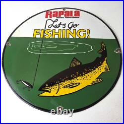 Vintage Rapala Original Minnow Porcelain Sign Let's Go Fishing Lure Sign