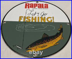 Vintage Rapala Tackle Fishing Lures Porcelain Sign Gas Oil Mercury Outboard Penn