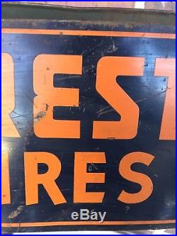 Vintage Rare 1940s/1950s Crest Tires Metal Tire Stand Display Gas Station Sign
