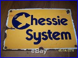 Vintage Rare'70s Chessie System Railroad CBCSX Porcelain Advertising Sign