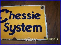 Vintage Rare'70s Chessie System Railroad CBCSX Porcelain Advertising Sign